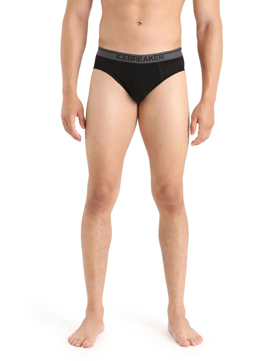 Black Icebreaker Merino Anatomica Briefs Men\'s Underwear | AU 1299JPQJ